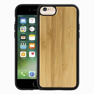 Capa traseira de TPU de madeira para celular iPhone 6 Plus caixa de madeira personalizada