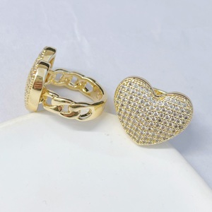 Anillo de Corazón de Lujo al por Mayor JML, Anillo de Diamantes Brillantes, Oro Laminado de <span class=keywords><strong>14K</strong></span>, Anillo de Piedras Preciosas de Alta Calidad Estilo Hip-Hop, Joyería de Oro Laminado - Product Image 1
