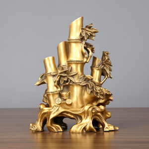 Adorno de bambú de latón, artesanía de cobre para decoración del hogar, simboliza el crecimiento continuo y el aumento de la riqueza - Product Image 3