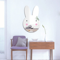 Autocollants Muraux Miroir 3D Lapin en Acrylique pour Chambres d'Enfants, Décoration Murale DIY Écologique et Autocollante pour Chambre et Salle de Bain