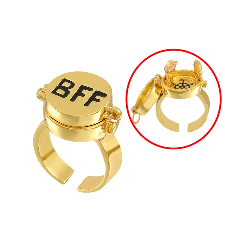 Новое модное Регулируемое позолоченное аниме милое открываемое кольцо Губка Боб Bff для друга