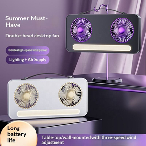 Nouveau ventilateur de bureau USB rechargeable avec double tête à grand débit d'air et format compact - Product Image 2