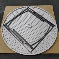 Table ronde pliante en plastique avec pieds en métal, table de banquet pour événements, pour la salle à manger à domicile et l'extérieur