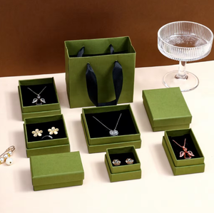 Juego de Caja de Joyería Multicolor y Bolsa de Papel, Juego de Empaque Cuadrado para Anillos, Collares y Pendientes - Product Image 5