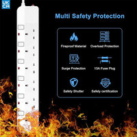 3026B 10M 6 Gang UK rallonge avec 6 prises Protection contre les surcharges et les surtensions Matériau PC ignifuge Utilisation hospitalière 240V