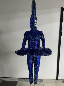 <span class=keywords><strong>Costume</strong></span> de performance à paillettes bleues avec fil LED EL, tenue de scène futuriste science-fiction pour danseurs - Product Image 5