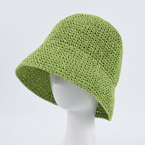 Bán Buôn Mùa Hè Giấy Rơm Hat Tay Crochet Xô Hat Màu Xanh Lá Cây Màu Có Thể Gập Lại Sun Hat - Product Image 6