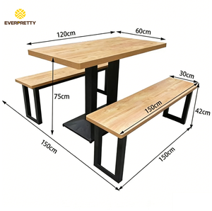 Juego <span class=keywords><strong>de</strong></span> Mesa <span class=keywords><strong>de</strong></span> Comedor Moderno y Personalizado con Sillas y Bancos, Diseño Cuadrado Duradero y Ecológico para Restaurantes, Cafeterías y Hogares - Product Image 1