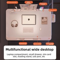 Table pliante en bois compacte pour lits réglables avec lampe de bureau multifonctionnelle à chargement intégré, idéale pour dortoirs, maisons, chambres et études des étudiants