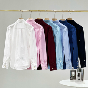 <span class=keywords><strong>Camisa</strong></span> Oxford de <span class=keywords><strong>Manga</strong></span> <span class=keywords><strong>Larga</strong></span> para <span class=keywords><strong>Hombre</strong></span>, de Algodón Puro, Color Sólido, con Botones, de Alta Calidad, Marca de Lujo # RL - Product Image 2