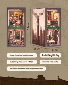 Agence de détectives Rose, porte-livres en bois 3D à monter soi-même - Puzzle à assembler à la main, modèle architectural, cadeau créatif pour un anniversaire/décoration d'intérieur - Product Image 6