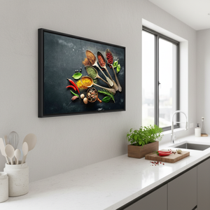 Spices Canvas Print: Modern Kitchen Wall Decor, Tempered Glass Art,<b>BLACK</b> <b>FRAMED</b> CANVAS - Product Image 3