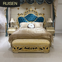 Ensemble de lit en cuir français - Lit double royal européen de 1,8 mètre, sommier en tissu doux, lit de princesse, lit de chambre principale