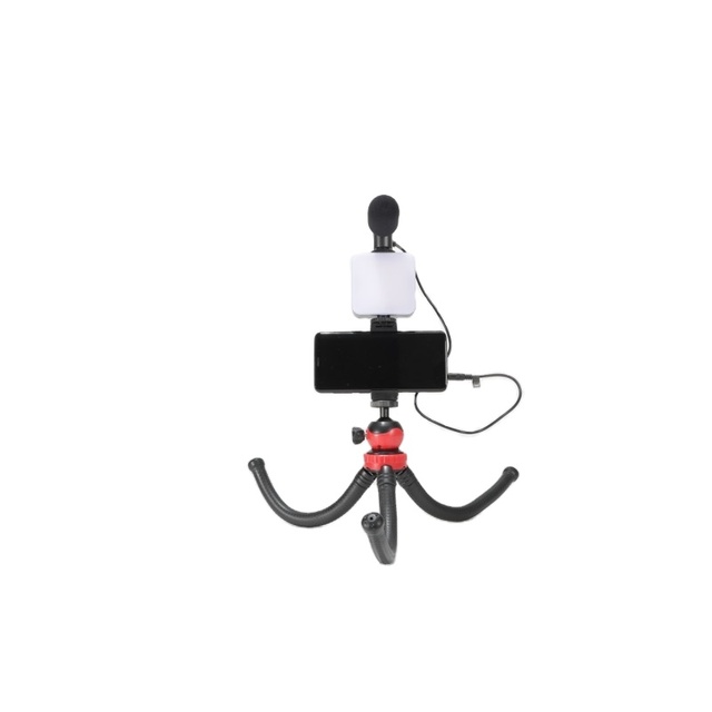 2024 Vlog Mobile Tripod Vlogging Kit With Mic and LED Light for Smartphone Cameras