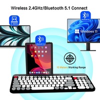 Clavier sans fil OEM 98 touches 2,4 GHz BT5.0, clavier d'ordinateur multi-appareils avec support pour tablette pour Win/iOS/Android