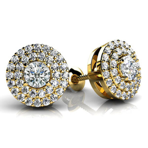 Pendientes de oro blanco de 18 quilates para mujer, pendientes redondos de diamantes estilo flor, joyería clásica para fiesta, pendiente de sublimación, regalo en blanco - Product Image 3