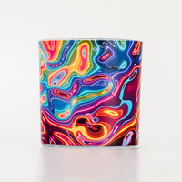 Tempat Lilin Kaca Tahan Panas dengan Motif Marmer Neon Swirl, Dapat Didaur Ulang, untuk Dekorasi Pernikahan dan Ruang Tamu