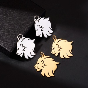 Pendentif tête de lion creuse en acier inoxydable pour hommes, breloque animale en métal vintage à la mode pour la fabrication de bijoux DIY, accessoires - Product Image 6