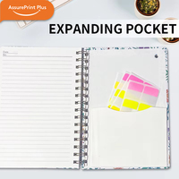 Carnet à spirales personnalisé avec impression florale UV, couverture rigide, bande élastique, format A5, ligné, journal d'écriture pour cadeau ou bureau