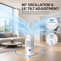 Kipas Tanpa Baling-Baling 3 in 1 Smart Bladeless Fan H13 HEPA Air Purifier Ultrasonic Humidifier Tangki 1.2L 9 Kecepatan Remote Timer Standing