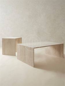 Mesa auxiliar rectangular de combinación de mármol Simple moderna personalizable mesa de centro de piedra de cueva amarilla para sala de estar comedor hogar - Product Image 2