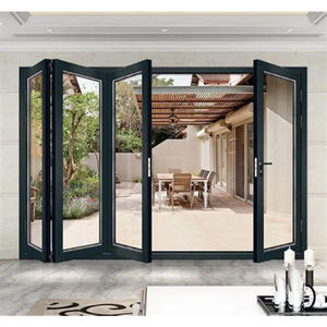 Porta d'Ingresso Moderna in Lega di Alluminio Impermeabile con Vetro, Design a Fisarmonica per <span class=keywords><strong>Balcone</strong></span> e Patio, Esterno Villa - Product Image 5