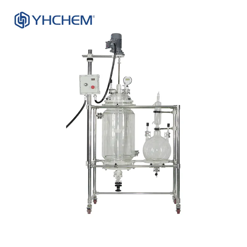 Reactor de vidrio con enfriador, equipo de cristalización al vacío, reactor de cristalización de vidrio