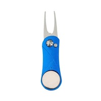 Outil de réparation de gazon de golf pliable avec verrouillage sécurisé, fourche de réparation de gazon de golf à face diamantée, marqueur magnétique pour entraînement en extérieur