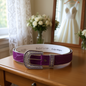 Ceinture carrée à boucle en strass de la marque Z, 3,8x105 cm, en cuir PU, ceinture de mariage tendance - Product Image 2
