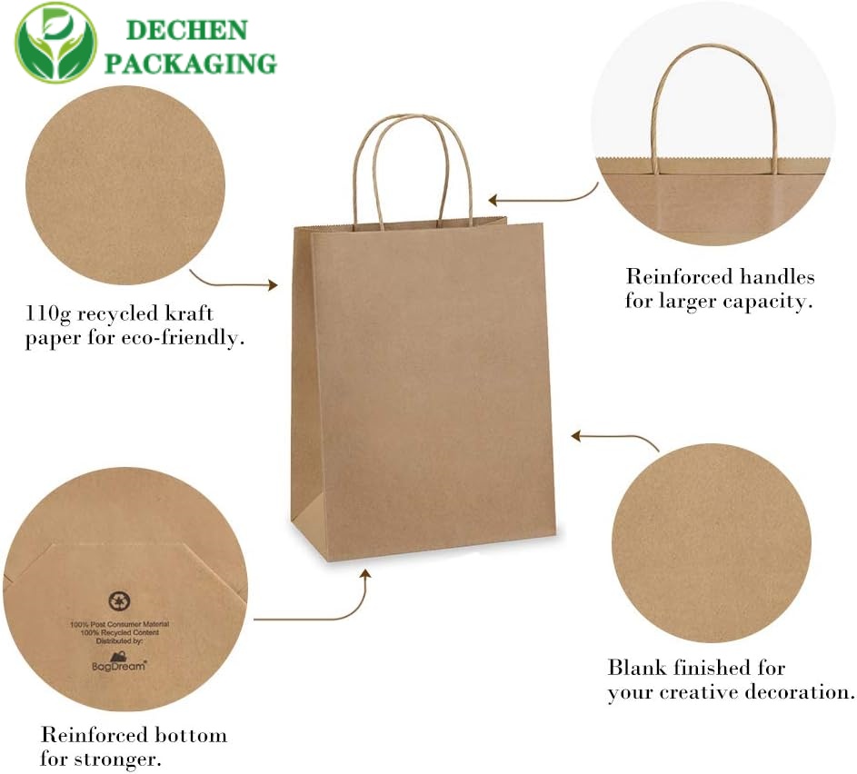 Sacs à provisions en papier brun recyclé avec poignées