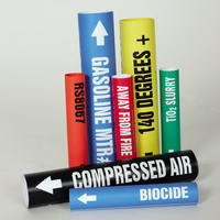 Etiquetas de marcadores de tubería personalizadas, aire comprimido, resistencia química/al aceite, Material resistente a la intemperie, etiquetas adhesivas de vinilo impermeables para exteriores