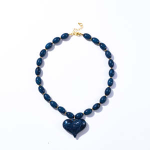 Collana con Ciondolo a Cuore Grande <span class=keywords><strong>in</strong></span> <span class=keywords><strong>Resina</strong></span> Colorata, Gioiello Semplice e alla Moda <span class=keywords><strong>in</strong></span> Acciaio Inossidabile per Donne - Product Image 2