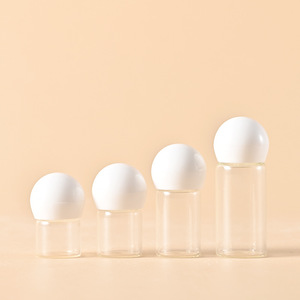 ボールキャップブラウン透明ガラスラウンド1ml 2ml 3ml 5mlエッセンシャルオイル香水テスターボトルストッパー付き - Product Image 3