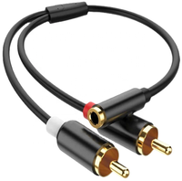 Câble audio stéréo court de 30 cm, prise jack 3,5 mm femelle, 2 connecteurs RCA mâle, boîtier en métal PVC, adaptateur pour téléphone portable, écouteurs
