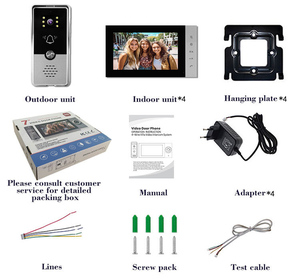 <span class=keywords><strong>Kit</strong></span> de Intercomunicador de <span class=keywords><strong>Videoportero</strong></span> con <span class=keywords><strong>4</strong></span> Pantallas y Audio Bidireccional, Intercomunicador de Audio y Video con Pantalla LCD de 7 Pulgadas para Habitaciones y Salas de Llamadas - Product Image 2