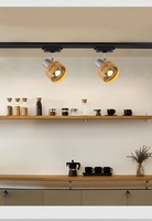 Spot LED COB sur rail industriel réglable en métal couleur bois de noyer creux pour éclairage d'accentuation de plafond de bureau