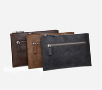 Tas Selempang Kulit PU Pria, Penutup Ritsleting, Tahan Air, Portabel, Dompet Ponsel Bisnis, Kantong Ketiak Tanpa Logo