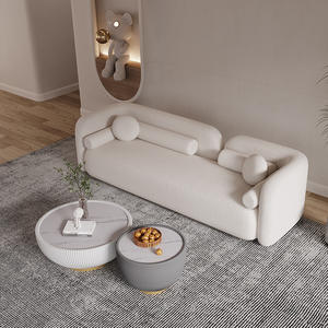 हल्के लक्जरी सरल आधुनिक न्यूरडिक न्यूनतम शैली ओम गंध कस्टम लिविंग रूम फर्नीचर क्रीम सफेद टेडी कपड़े घुमावदार सोफे - Product Image 4