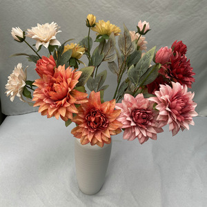 Fleurs artificielles Queyiyi, Dahlia et Chrysanthème, 30cm-100cm, haute simulation, pour mariage, décoration intérieure, arrangement floral - Product Image 1