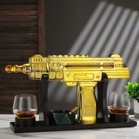 Set Botol Dekanter Wiski Bentuk Senapan Uzi 1000ml untuk Tequila, Vodka, dan Minuman Keras Lainnya dengan 2 Gelas