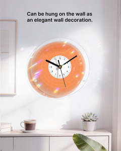 Reloj de acrílico tipo rompecabezas, color verde fresco, de 3 capas, transparente, con impresión UV, decoración de pared y mesa con soporte de hierro. - Product Image 3