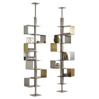 Étagère Modulable en Acier Inoxydable Doré, Unité d'Étagérage Mixte pour Hall d'Hôtel, Bibliothèque Cubique Or et Argent, Design de Luxe
