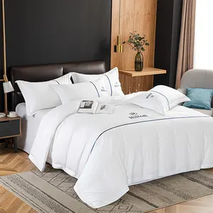 High Quality Pure Cotton Sateen Hotel Linen Hilton Duvet Cover Bedding Set 200-1000 TC Thread Count Customizable 3-4-5 Star