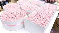 Vente flash - Boîte cadeau de fleurs éternelles artisanales avec 99 roses préservées pour la fête de Thanksgiving, Noël ou la décoration d'événements