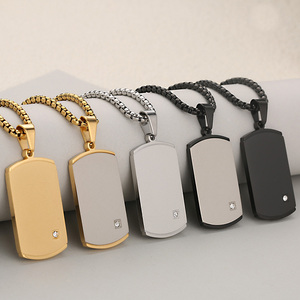 <span class=keywords><strong>Collana</strong></span> in Acciaio Inossidabile Personalizzabile all'Ingrosso per Incisione, Ciondolo Semplice da <span class=keywords><strong>Uomo</strong></span> Tipo Dog Tag <span class=keywords><strong>Placcato</strong></span> <span class=keywords><strong>Oro</strong></span>, Gioielli Fai-da-Te alla Moda - Product Image 1