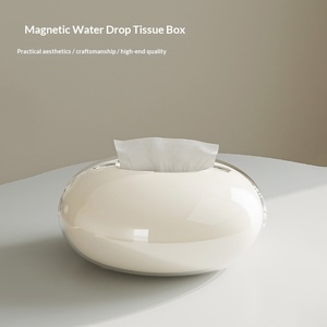 Boîte à mouchoirs de bureau en plastique magnétique étanche, distributeur de papier artistique haut de gamme pour la maison et le bureau, organisateur de poste de travail - Product Image 1