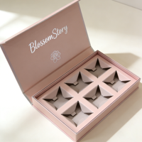 Boîte cadeau magnétique rose GoTop à estampage à chaud, 6 compartiments, doublure EVA pour rouge à lèvres, soins de la peau, bijoux, emballage haut de gamme