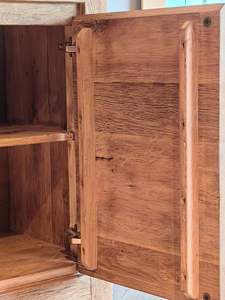 خزانة جانبية صديقة للبيئة من خشب البلوط معاد تصنيعها مع باب مزدوج وثلاثة أدراج خزانة جانبية على طراز wabi sabi - Product Image 6