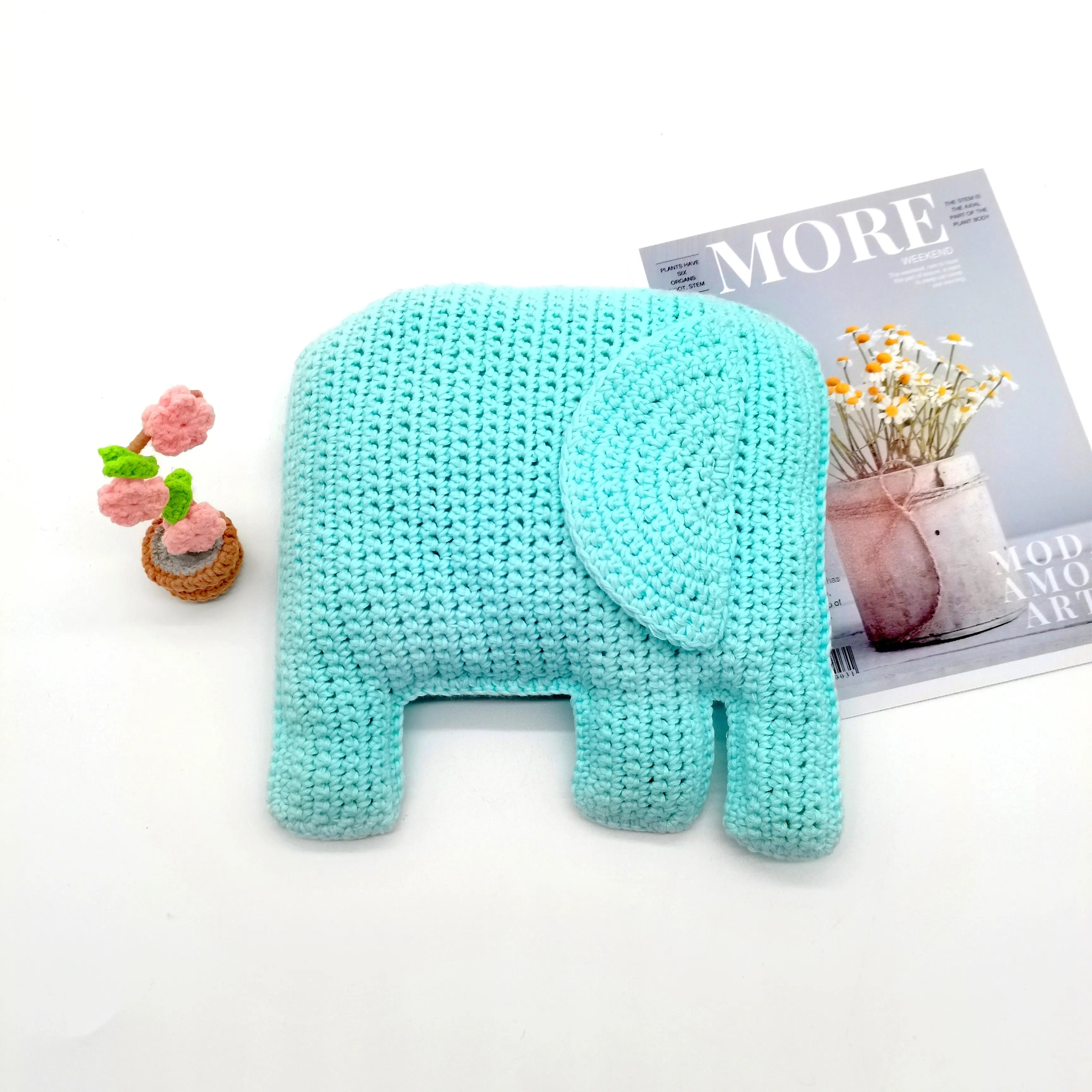 Nova Chegada Amigurumi Venda Quente Personalizado 100% Handmade Crocheted Adorável e Bonito Elefante Crianças Travesseiros