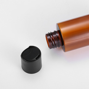 Brown Pet <b>Plastic</b> Cosmetic Bottle 90Ml Screw <b>Cap</b> Cylinder Shape For Personal Care Refills - Product Image 1